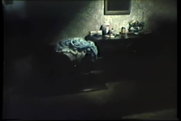Tarantula Crawling Table Bedroom — Stock Video