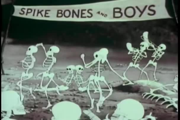 Skeletlerin Dans Çizgi Film — Stok video