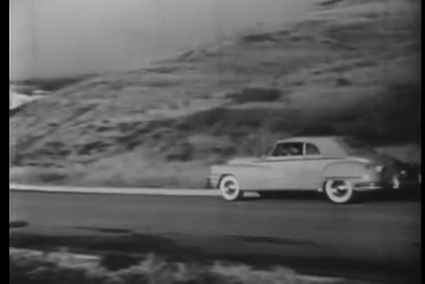 Car Traveling California Coast 1940S — Stock Video