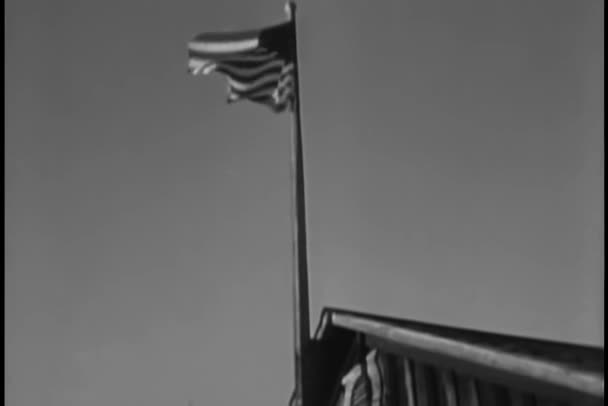 Bandiera Americana Mezz Asta — Video Stock