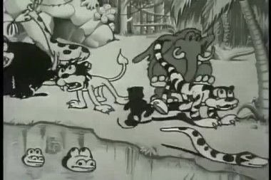 Timsahların hayvanları korkuttuğu çizgi film animasyonu.