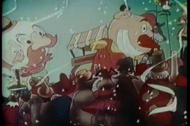 Geçit törenini izleyen insanların eski moda görüntüleri.