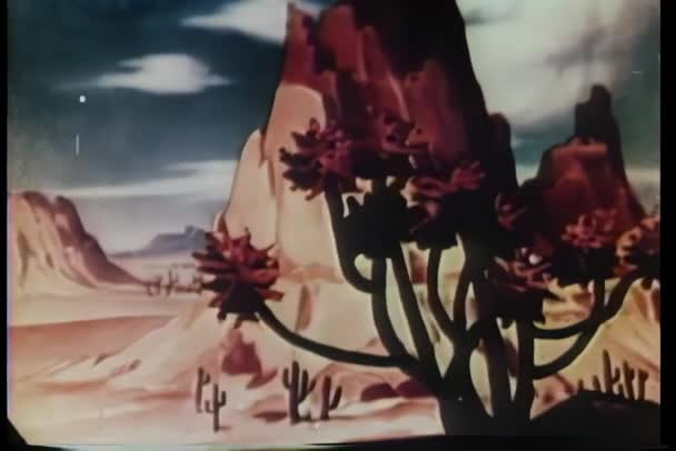 Panning Κινουμένων Σχεδίων Πετρώματα Στην Έρημο — Αρχείο Βίντεο