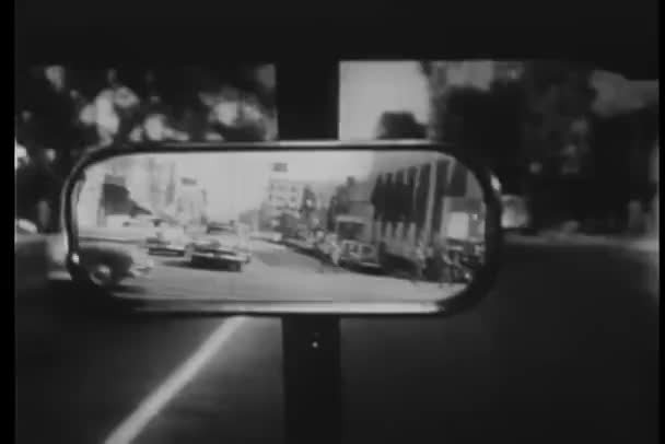 Point View Rear View Mirror Car Tailing Car — Stock Video