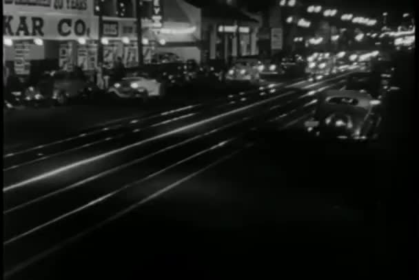 Μεγάλη Shot Πόλη Κυκλοφορία Νύχτα — Αρχείο Βίντεο