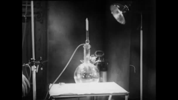 Blood Being Drained Woman Flask Lab 1930S — Stock Video