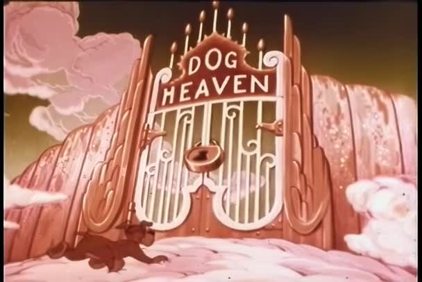 Animación Dibujos Animados Vintage Del Cielo Del Perro — Vídeos de Stock