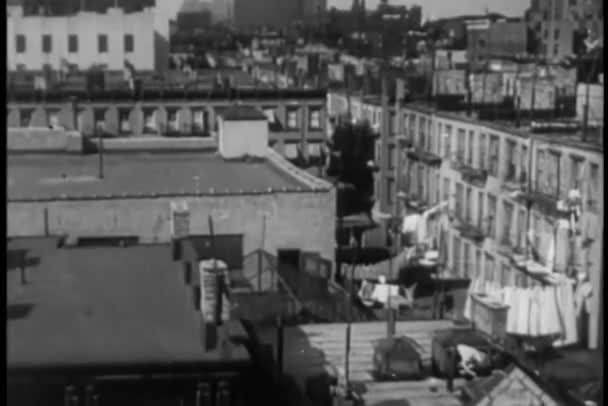 High Angle View 1930S New York City Apartment Rooftops — Stock Video