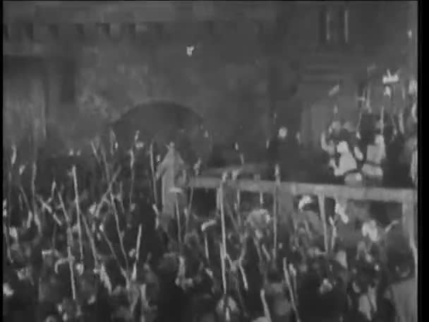 Historische Reenactment Angy Mob Revolting 1920Er Jahre — Stockvideo