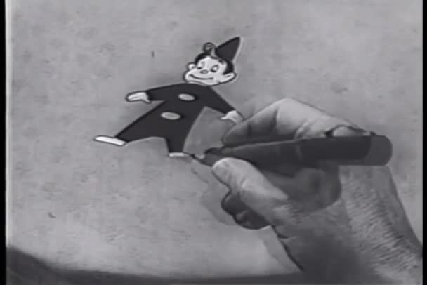 Close Hand Drawing Mischievous Animated Character — Stock Video