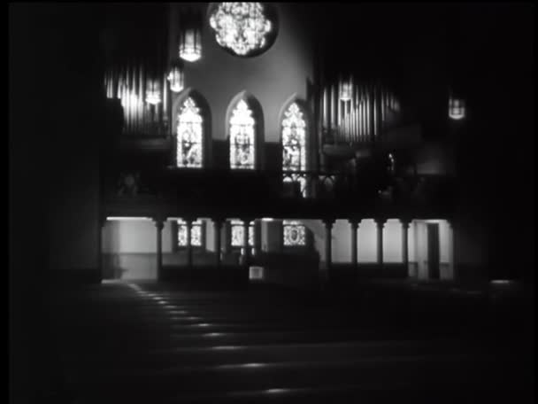 Interiör Bild Människan Kyrkan 1960 Talet — Stockvideo
