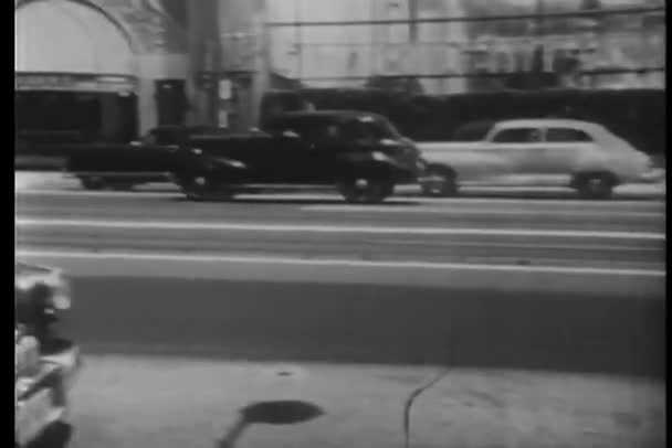 Auto Epoca Che Susseguono City Street Los Angeles California — Video Stock