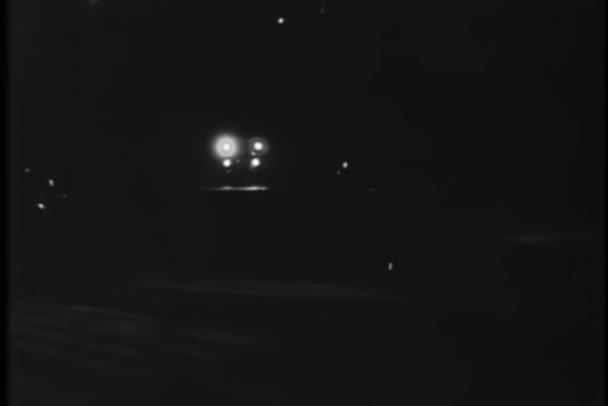 Police Car Traveling Road Night 1940S — Stock Video
