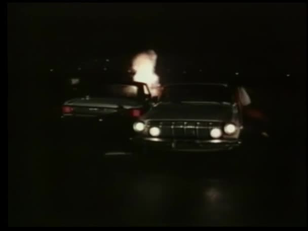 Car Crash Explosion Night — Stock Video