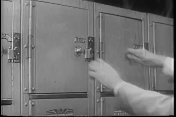 Close Man Opening Locker — Stock Video