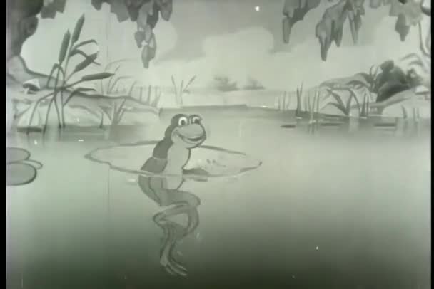 Żaba Pływająca Stawie — Wideo stockowe