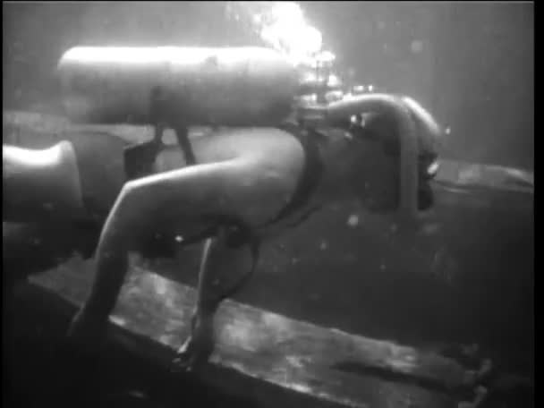 Podmořský Pohled Potápěče Plavající Troskách — Stock video