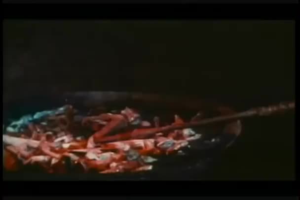 手拿起钢棍从热煤 — 图库视频影像
