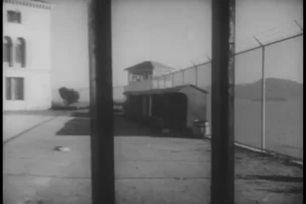 View Prison Yard Fom Bars — Stock Video