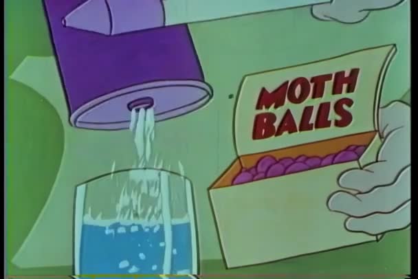 Cartoon Hands Preparing Drink Made Ink Mothballs — Stock video