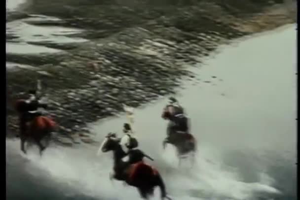 Японские Воины Сражающиеся Поле Боя — стоковое видео