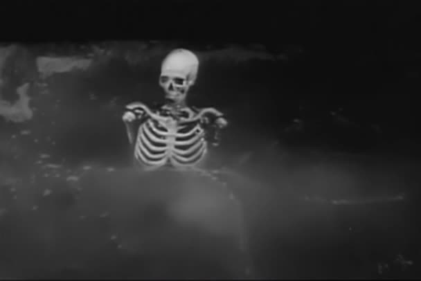 Скелет Появившийся Поверхности Кислотной Воды 1950 Годы — стоковое видео