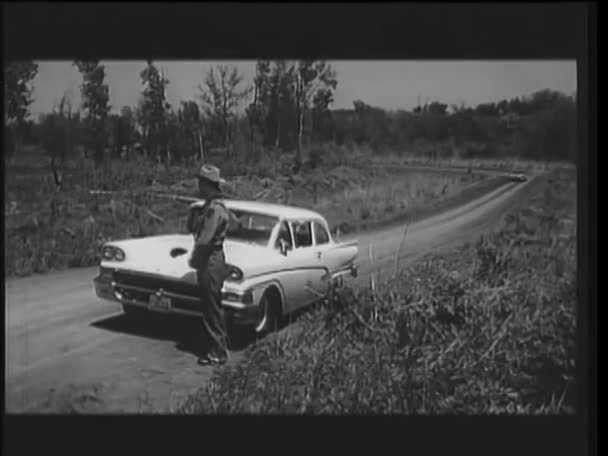 Parada Coches Para Control Policial 1960 — Vídeos de Stock