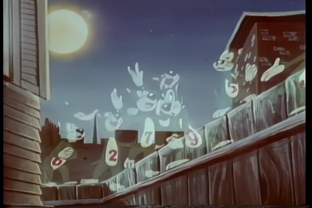 Animazione Nove Fantasmi Gatto Che Cantano Recinzione — Video Stock