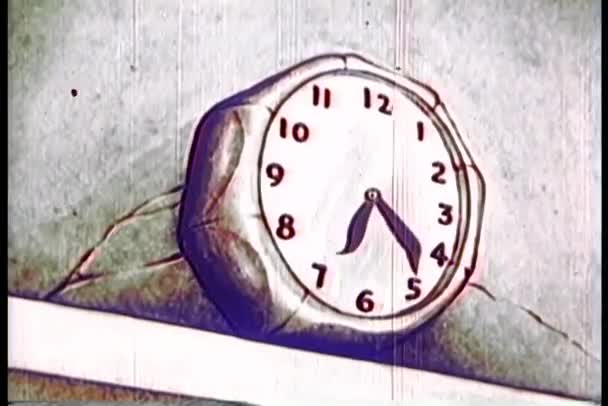 Vintage Imagens Envelhecidas Relógio Mão Girando — Vídeo de Stock