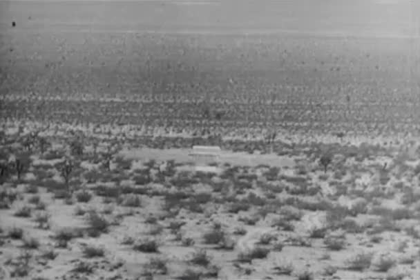 Wide Shot Bomb Blasts Desert 1940S — Stock Video