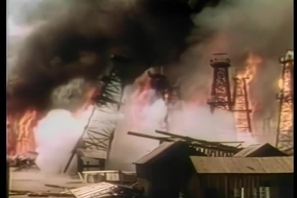 Grand Incendie Puits Pétrole Raffinerie Pétrole — Video