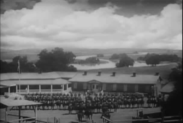 Unidad Caballería Estadounidense Formación Puesto Avanzado 1940 — Vídeos de Stock