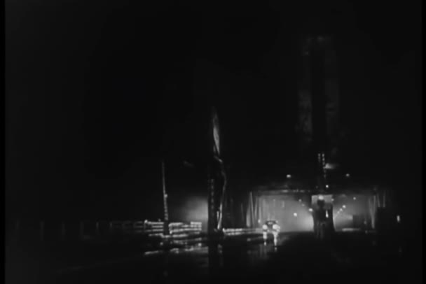 Автомобіль Зупиняється Мосту Вночі Лос Анджелес Каліфорнія — стокове відео