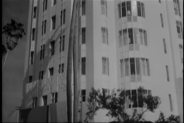 Estabelecimento Tiro Prédio Apartamentos Los Angeles 1960 — Vídeo de Stock