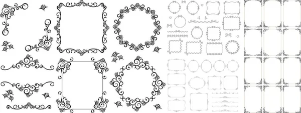 Dekorative Rahmen Vintage Retro Rahmen Rechteckig Runde Ornamente Dekorative Hochzeitsrahmen — Stockvektor