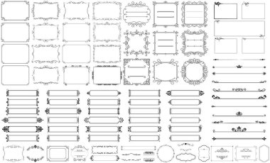 Bir dizi eski çerçeve. Vektör sınırları. Çerçeveler ve kaydırma elementleri. Metin ayırıcıları.