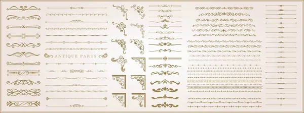 Ornate Vintage Rahmen Und Scrollelemente Satz Von Text Trennzeichen Vektorillustration — Stockvektor