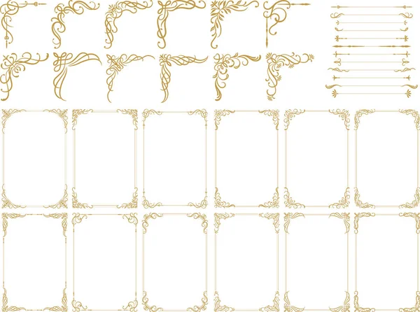 Набор Золотых Винтажных Углах Рамы Изолированный Фон Векторная Иллюстрация — стоковый вектор