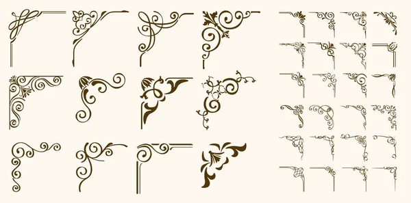 矢量花角集合 装饰古埃及边框 孤立的矢量图解符号集 — 图库矢量图片