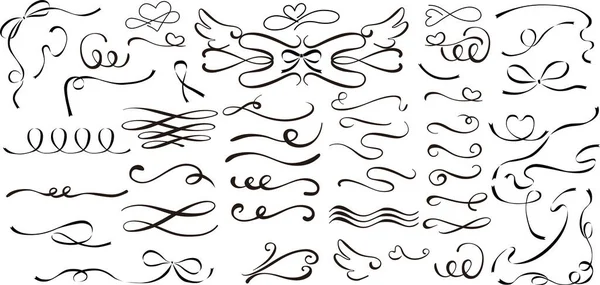 Vintage Wirbeln Ornament Linie Stil Gedeiht Gesetzt Filigrane Kalligrafische Zierlocken — Stockvektor