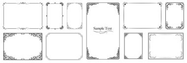 Dekoratif vintage çerçeveler ve sınırlar. Tasarım için zarif çerçeve koleksiyonu.