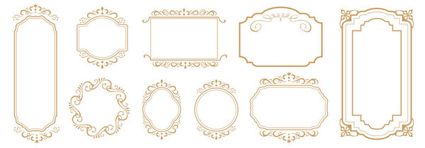 Set of elegant vintage frames and ornate borders. Perfect for invitations, labels, packaging, logos, and branding. Editable vector with floral and decorative details.
