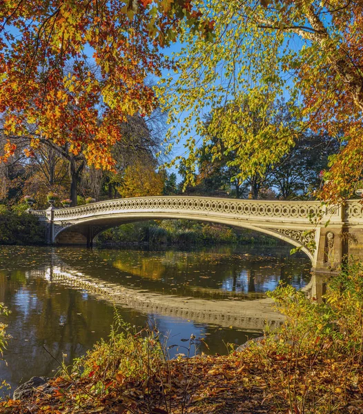 Bow Híd Central Park New York City Késő Ősszel — Stock Fotó