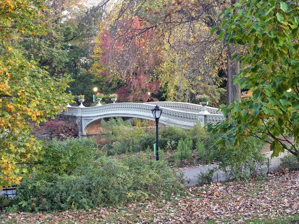 Bow Bridge Central Park New York City Konci Podzimu — Stock fotografie