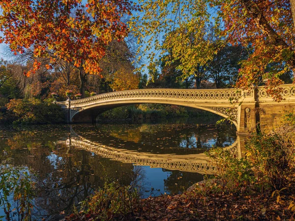 Bow Bridge Central Park New York City Late Herfst — Stockfoto