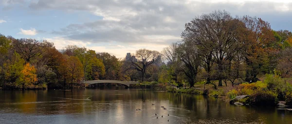 Bow Bridge Central Park Nueva York Finales Otoño Temprano Mañana — Foto de Stock