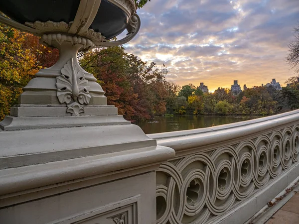 Bow Bridge Central Park Nyc Late Herfst Vroeg Ochtend — Stockfoto