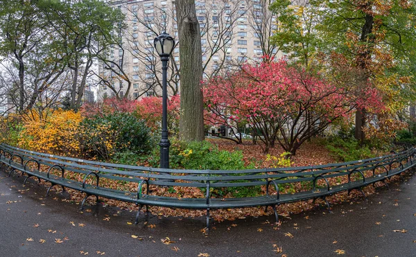 Central Park Νέα Υόρκη Φθινόπωρο Για Βροχερό Πρωινό — Φωτογραφία Αρχείου