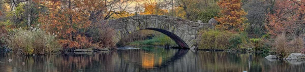 Puente Gapstow Central Park Finales Otoño Temprano Mañana Día Nublado —  Fotos de Stock