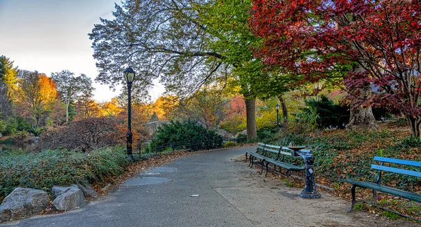 Gapstow Bridge Central Park Spätherbst Früher Morgen Bewölkten Tagen — Stockfoto